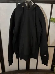 【70s】SIZE:L Champion REVERSE WEAVE  pullover  black 赤タグ チャンピオン リバースウィーブ 単色タグ USA プルオーバー パーカー 目無し 復刻 黒 ブラック