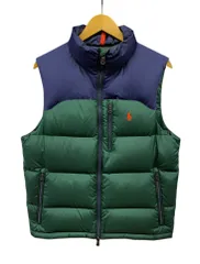 POLORALPH LAUREN (ポロラルフローレン) ダウンベスト ポニー刺繍 S ツートン グリーン ブルー メンズ/025