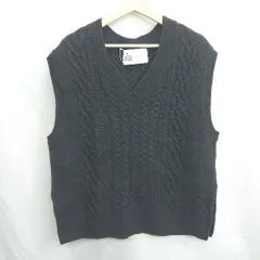 ◇ ⊇ green label relaxing ケーブル編み ニットベスト サイズ表記なし ブラック レディース メンズ E  【1411280001783】