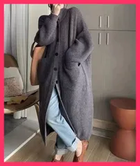 【スタッフおすすめ！】 ロングニットカーディガン 厚手レディース 羽織り30代40代/ニットアウター韓国/コーディガンニット ハイネック おしゃれ リブニットガウン おすすめ おしゃれ　かわいい　人気 86KANING-032