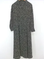 ◇ Simplicite シンプリシテェ 総柄 長袖 ロング ワンピース ブラック ベージュ系 レディース P  【中古】 【1209060006499】