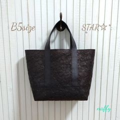 B5サイズ ブラックスター☆ゴートレザートートバッグ