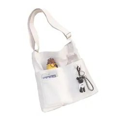 [レリカ] キャンバス 2way トートバッグ 帆布 ショルダー 大容量 a4 斜め掛け 通勤 通学 軽量 バッグ レディース トート エコ バッグ シンプル おしゃれ 大きめ マザーズ カバン サブ 肩掛け カジュアル bag 黒 白 手提げ  [ホワイト]