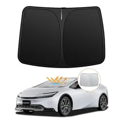 【強化版】トヨタ プリウス 60系 フロントガラスサンシェード 5代目 PRIUS R5.1-現行 UVカット 吸盤不要 遮光断熱 夏 紫外線 UVカット 簡単着脱 内装パーツ 車種専用設計 折り畳み式 収納袋付き 1