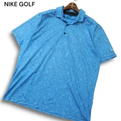 NIKE GOLF ナイキ ゴルフ DRI-FIT 吸水速乾★ ロゴプリント 半袖 総柄 ポロシャツ Sz.XL メンズ 紺 ネイビー 大きいサイズ