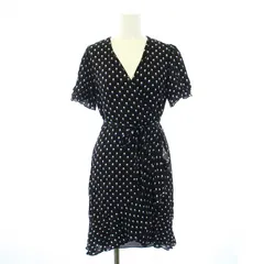 ダイアンフォンファステンバーグ DIANE von FURSTENBERG ラップワンピース フレア ミニ 半袖 Vネック 総柄 インナーキャミワンピ付き P XS 黒 ブラック 青 ブルー 白 ホワイト 128668DVF /KU