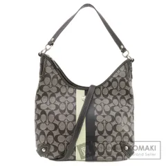 COACH　ハンドバッグ コーチ ショルダーバッグ 茶 シグネチャー ストライプ PVC 2way