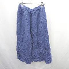 ◇ ⊂ AMERICAN RAG CIE 麻100% ロング フレア スカート サイズF ネイビー系 レディース E  【1507030015930】