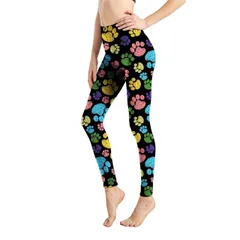 [goodspoon] レギンス レディース ヨガ フィットネス ストレッチ ダンス お出掛け トレーニング タイツ ジム ボディライン ハイウェスト ジョギング デニンス シルク プリント 柄 オシャレ 可愛い スポー [ネコの肉球] [Free Size]