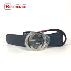 GUCCI グッチ ベルト GG インターロッキングG 411924 レザー/キャンバス ネイビー