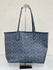 ％1COACH コーチ　リバーシブル　シグネチャー　ネイビー　A4可　トートバック【バッグ】【2】