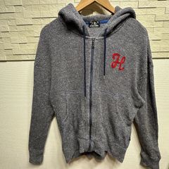 【古着】USED古着 HYSTERIC GLAMOUR ヒステリックグラマー コットン リネン ジップ アップ ニット パーカー ヒスガール フリーサイズ ブルー 0152CF06 ヒス HYS 240928-004