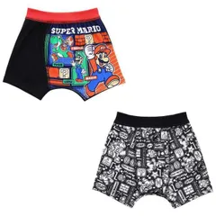 スーパーマリオ ボクサーパンツ 前とじ 男児 下着 綿混 2枚組 C柄 100/110/120/130cm