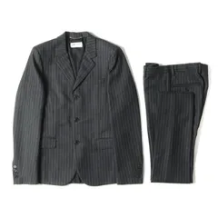 SAINT LAURENT PARIS サンローラン パリ 2013年製 ストライプジャガード ウール 3B テーラードジャケット & ローライズ スラックスパンツ セットアップ タイト スーツ エディスリマン グレー ホワイト 44 イタリア製のサムネイル