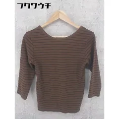 ◇ nano universe ナノ ユニバース ボーダー 七分袖 カットソー サイズ36 ブラウン レディース 【中古】 【1101290003838】