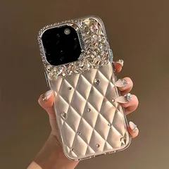 iphone 14 ケース ラインストーン キラキラ ピカピカ ダイヤモンド シルバー デコ デコレーション 贅沢 豪華 キルティングケース 韓国っぽい 大人女子 かわいい いphoneケース 人気スマホケース おしゃれ ランキング シンプル 上品 シンプ 1