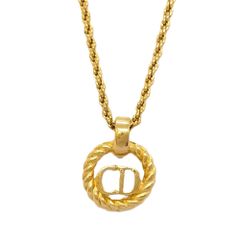 クリスチャンディオール Christian Dior CDロゴ ツイストサークル ネックレス ゴールド GP ラウンド【中古】