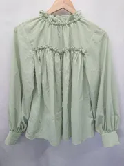 ◇ Θ Ray BEAMS レイ ビームス ギャザー フリル 長袖 ブラウス 表記なし グリーン系 レディース E  【1507230014276】