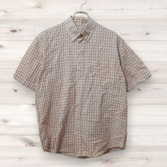 D0253 ダブルブレイク double break 半袖シャツ (L) オレンジ チェック 総柄 レギュラーカラー 綿/コットン