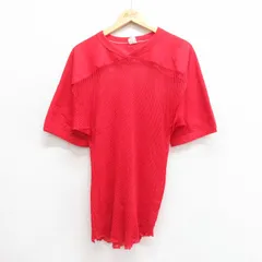 M/古着 ラッセル 半袖 ビンテージ フットボール Tシャツ メンズ 70s 無地 メッシュ地 Vネック 赤 レッド 25jun20 中古のサムネイル