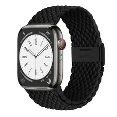 【新品】 コンパチブル Apple Watch バンド ブレイデッドソロループ 伸縮バンド ナイロン素材 無段階調整 快適で通気性 のスポーツベルトアップルウォッチシリーズ 10 9 8 7 6 5 4 SEに対応 (42mm/41mm/40mm, ブラッ 1