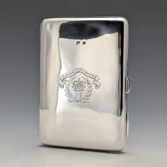 1897年 英国アンティーク 純銀製 両開き型カードケース 鏡面仕上げ 紋章刻印 107g 1897年 英国アンティーク 純銀製 両開き型カードケース 鏡面