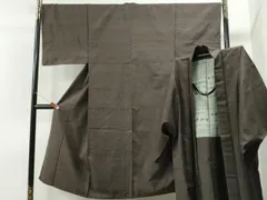 平和屋着物●男性　紬　アンサンブル　色無地　涅色　正絹　逸品　CAAS6763yc