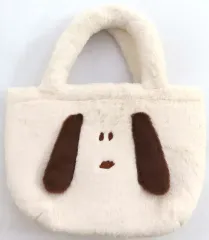 【中古】バッグ スヌーピー(フェイス) ふわふわトートバッグ ホワイト×ブラウン 「PEANUTS(SNOOPY)」