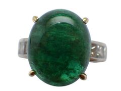 エメラルド ダイヤモンドリング Pt900/K18 13.0g 11号 中宝鑑別書付き　Jewelry Emerald14.15ct Dia1.08ct Ring