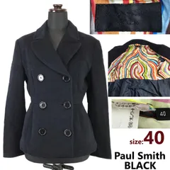 Paul Smith BLACK/ポールスミス★ショート丈/ウール/ピーコート【40/レディースL/黒】アウター/Coat/Jacket/jumper◆BJ083-b