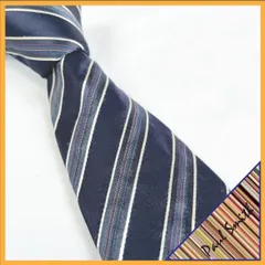 ✱Paul Smith（ポールスミス）✱ ネクタイ シルク100% ネイビー 紺 ストライプ レジメンタル マルチカラー ジャガード 肉厚 光沢 美品 ビジネス 結婚式 パーティ 成人式 入学式 卒業式 ギフト プレゼント ブランドネクタイ お洒落 上品