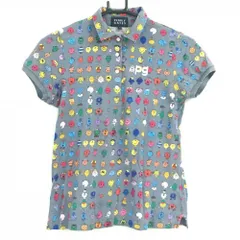 【美品】パーリーゲイツ×MR.MENLITTLEMISS 半袖ポロシャツ グレー×マルチカラー 総柄 レディース 0(S) ゴルフウェア PEARLY GATES