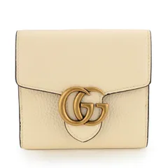 新品 グッチ GUCCI 2つ折り財布 GG マーモント アイボリー
