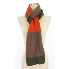マッキントッシュフィロソフィー MACKINTOSH PHILOSOPHY 良品 GREY LABEL ジーロンラムブロック マフラー ボーダー アングラ混 カーキ オレンジ グレー ブラウン /AK26のサムネイル