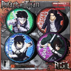 『進撃の巨人 The Final Season』完結編戦闘徽章 58mm4個入れ リヴァイ/エレン/ミカサ/ハンジ