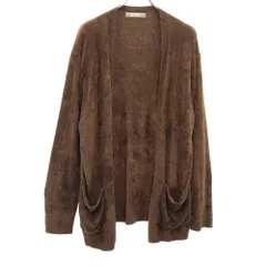 ナノユニバース 長袖 カーディガン S ブラウン系 nano universe メンズ 古着 【240221】