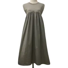 フリークスストア FREAKS STORE ワンピース Aライン フレア ギャザー ロング 切替 無地 ノースリーブ F ベージュ