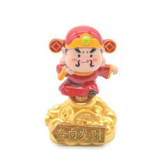 財宝の上を駆ける財神 置物 バネつき 樹脂製 7.5cm フルカラー彩色
