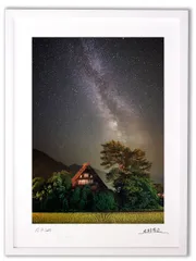 アートフォト 絵画 壁掛け 世界遺産白川郷・和田家と天の川/岐阜県白川郷/インテリア 壁掛け 額入り 額装込 風景画 油絵 ポスター アート アートパネル リビング 玄関 プレゼント モダン アートフレーム おしゃれ 飾る Mサイズ