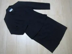 HANAE MORI ハナエモリ アウトレット ジャケット スカート 婦人 アンサンブル スーツ 母 レディース 11号 紺 卒園式 卒業式 入園式 入学式 受験 面接 フォーマル 受験服 ★4 ウール【中古】 ユーズド ママ コーデ セットアップ 40代