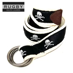 送料無料  メンズ ベルト ブラック RALPH LAUREN RUGBY ラルフローレンラグビー M ラルフローレンラグビースカル柄ダブルリングベルト kry918