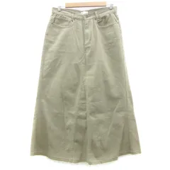 メゾンドベージュ Maison de Beige デニムスカート フレアスカート ロング丈 マキシ丈 15 カーキ /YM36