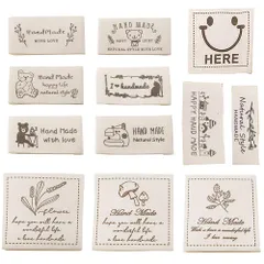 【迅速発送】LOYELEY ハンドメイド用 タグ 12種セット 綿 ロゴ ワッペン ラベル お花 猫 フラワー ネコ コットン かわいい おしゃれ DIY 縫製 手作り 手芸 ポーチ/衣類/帽子などに飾り Handmade 英文 (B)