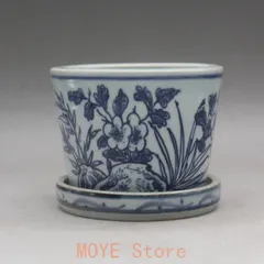 中国文房具骨董七十年前旧蔵【染付青花大方瓶　陶芸筆筒、筆立て】細工手絵山水人物 元時代 青花 人物文梅瓶 唐物 箱付き 陶磁器 中国美術 古美術