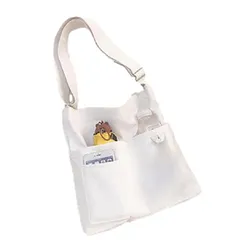 [レリカ] キャンバス 2way トートバッグ 帆布 ショルダー 大容量 a4 斜め掛け 通勤 通学 軽量 レディース トート エコ バッグ シンプル おしゃれ 大きめ マザーズ カバン サブ 肩掛け カジュアル bag 黒 白 手提げ 大きい  [ホワイト]