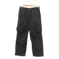 プーマ PUMA カーゴパンツ ワンポイント S 黒 ブラック グレー /MS