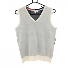 【美品】テーラーメイド ニットベスト 白×ネイビー ウール混 Vネック レディース M ゴルフウェア TaylorMade