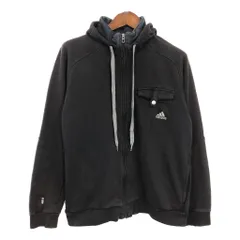 adidas アディダス スウェット フルジップ パーカー スポーツ ブラック (メンズ XL) 中古 古着 S7069