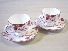 WEDGWOOD ウェッジウッド ワインプラム　カップ&ソーサー 2客セット【中古】MEN6109MAR【Shops 匿名配送】