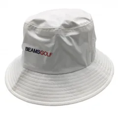 【超美品】ビームスゴルフ ハット 白 ロゴネイビー 裏地メッシュ  ゴルフウェア BEAMS GOLF